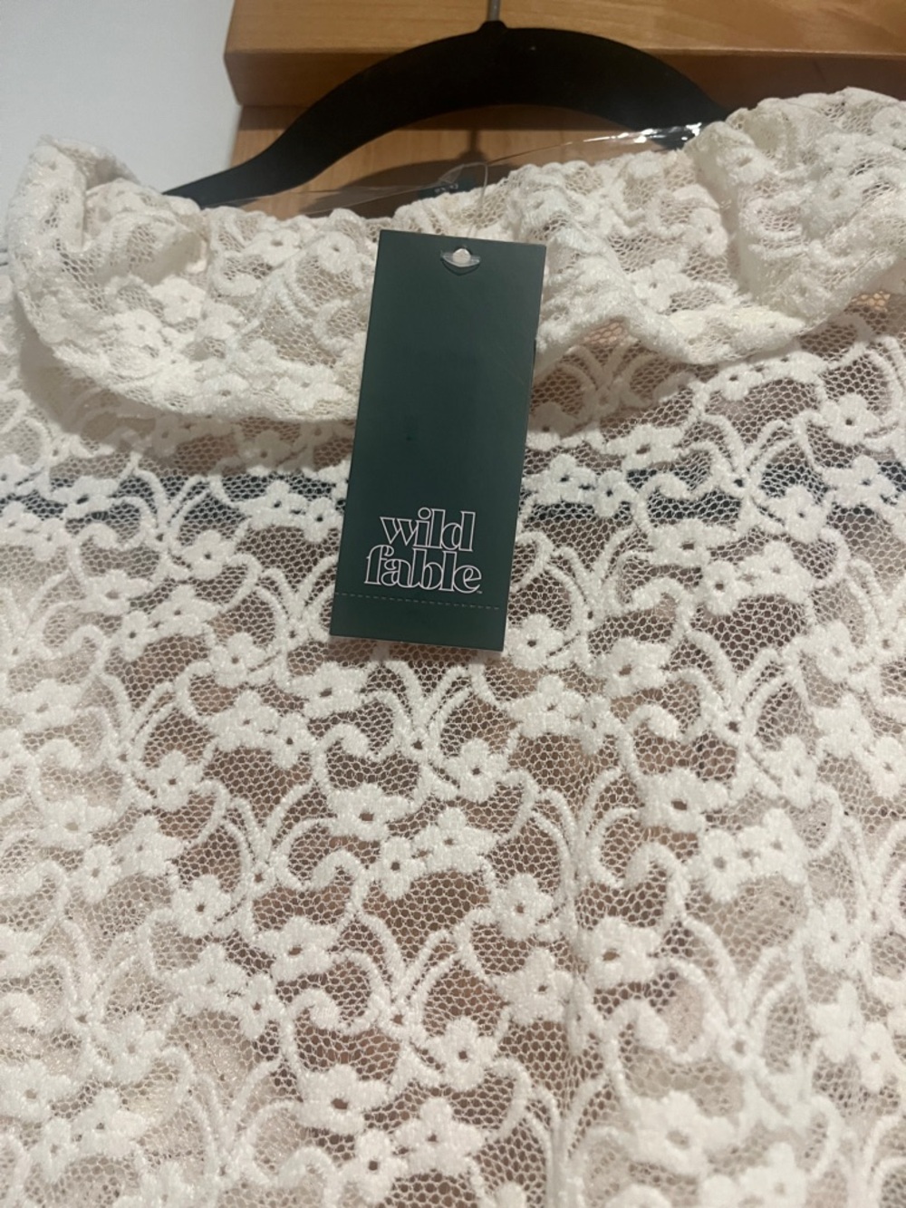 New Ivory Lace Ruffle-Front Blouse - Picture 3 of 3